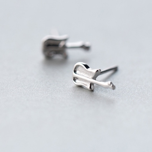 Sterling Silver Guitar Earrings - Picture 4 of 4